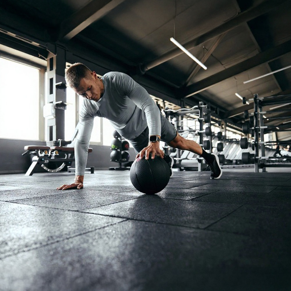 Man Exercising in Gym Front View