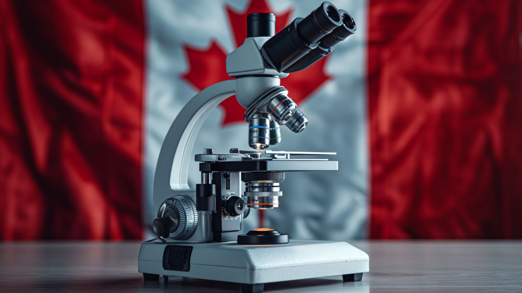 Microscope in laboratory